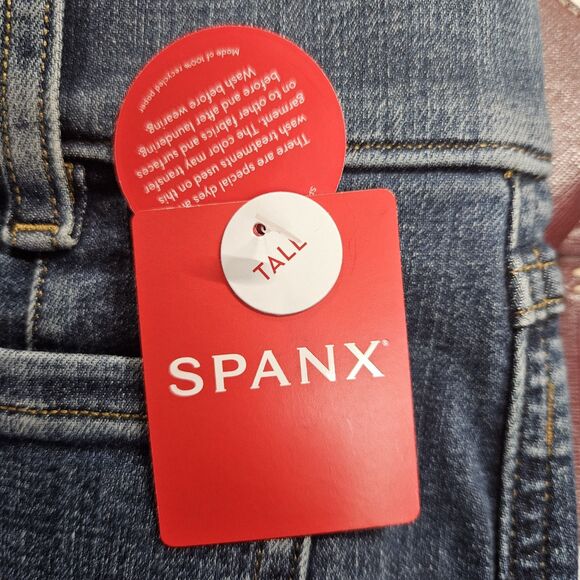 SPANX Shape Authentic 360 Jeans Women's Size S Tall Wide Leg Patch Pockets - Picture 6 of 8
